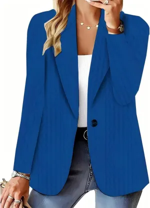 Blazers for Women Dressy Casual Long Sleeve Lapel Open Front Blazers Solid One Button Work Office Business Jackets