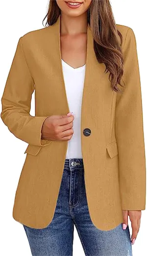 Blazers for Women Dressy Casual Long Sleeve Work Jacket Trendy Spring Fashion Blazer Suit Jackets Open Front Cardigan