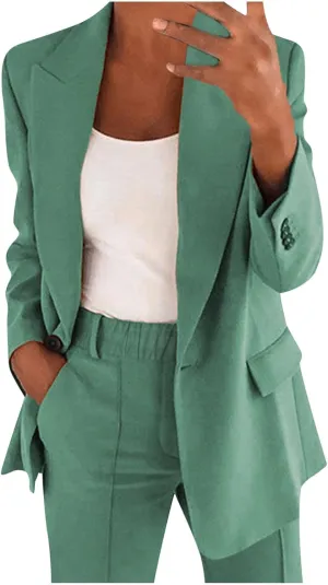 Blazers for Women Fashion Casual Outerwear Long Sleeve Button Down Jackets Lapel Work Suit Jacket with Pockets