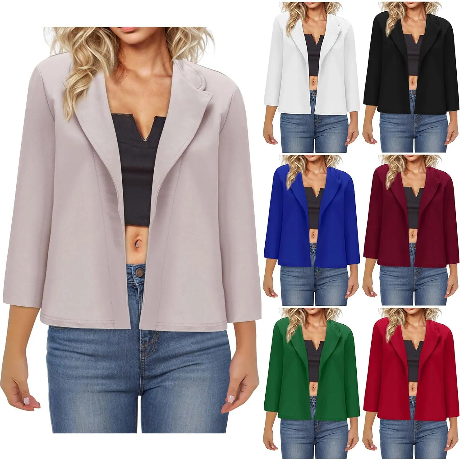 Blazers for Women Oversized Long Sleeve Open Front Work Office Blazer Jackets Casual Lightweight Lapel Cardigan