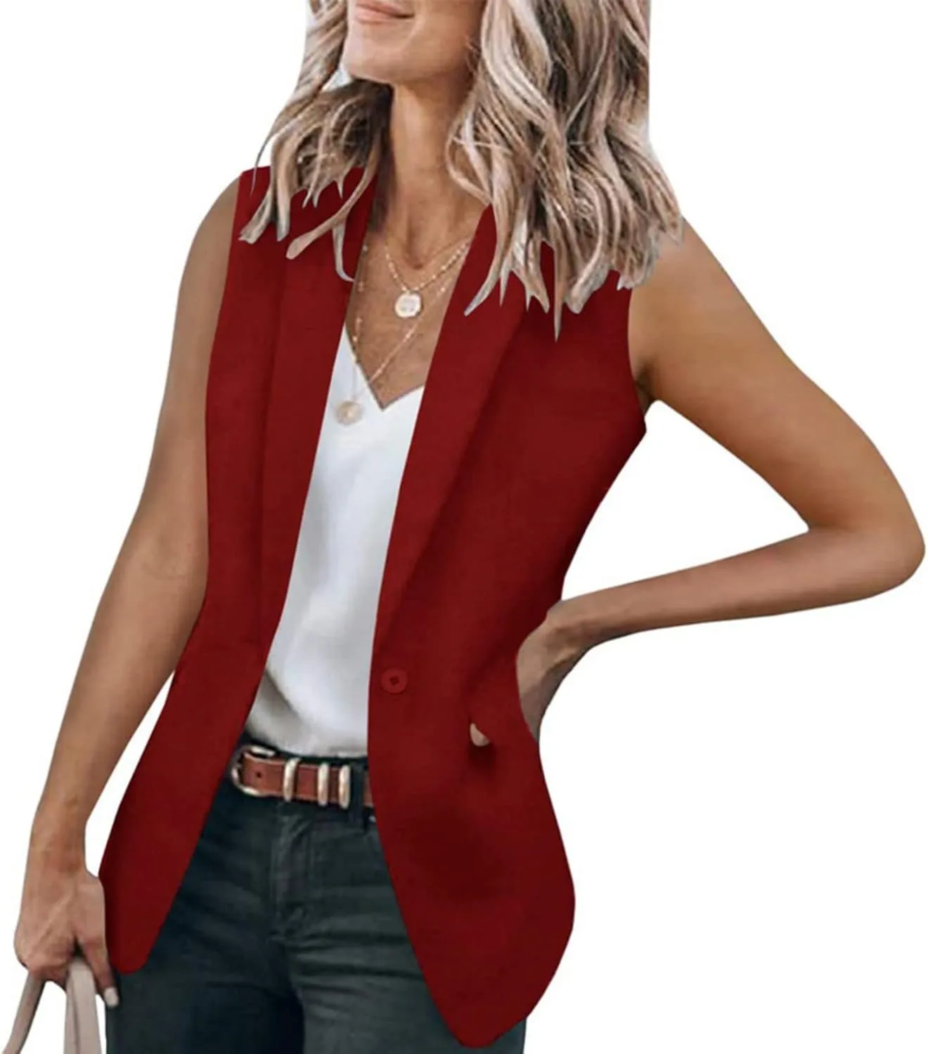 Blazers for Women Vest Sleeveless Blazers Lightweight Vests Business Casual Blazer Work Office Outfits Summer Jacket