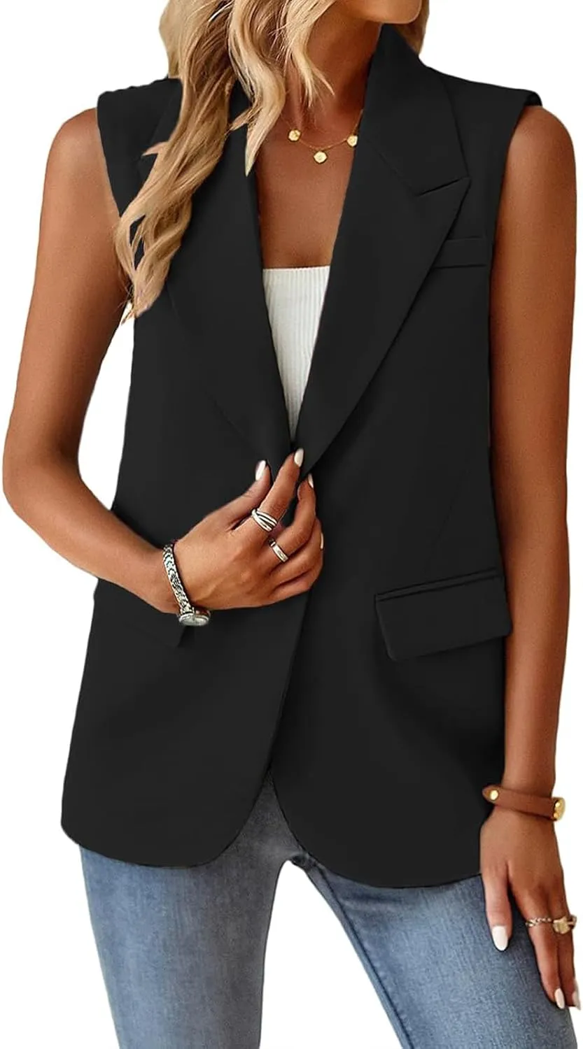 Blazers for Women Vest Sleeveless Blazers Lightweight Vests Business Casual Blazer Work Office Outfits Summer Jacket