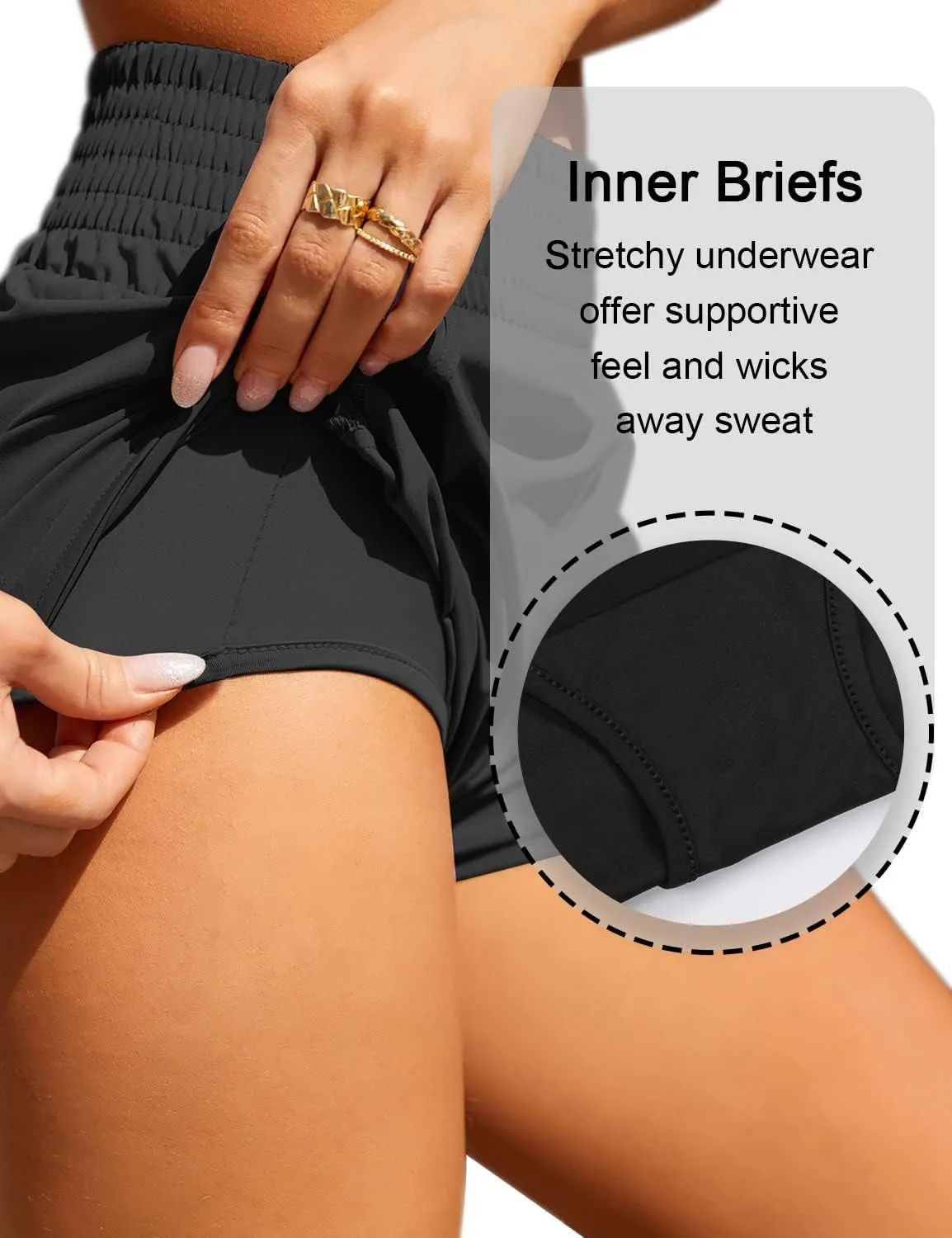 BMJL Women's Athletic Shorts High Waisted Running Shorts Pocket Sporty Short Gym Elastic Workout Shorts