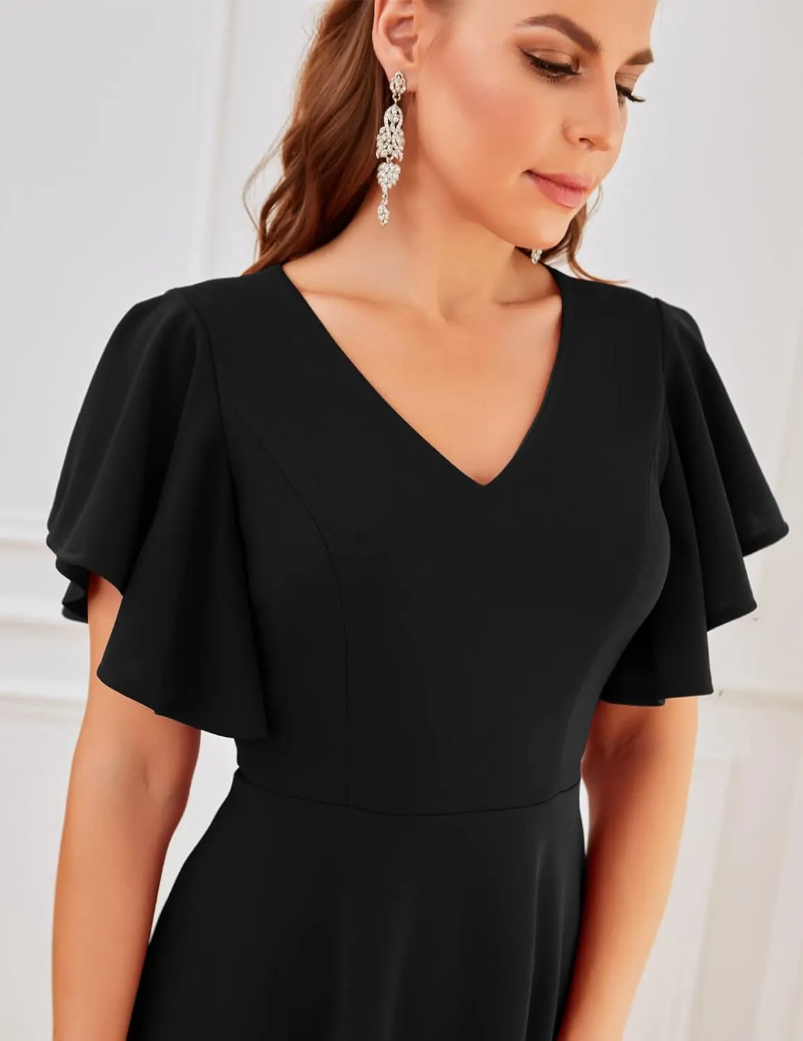Bridesmay Women's Formal Cocktail Wedding Guest Dress for Women 2025 Short Sleeve Fit and Flare Tea Party Dresses