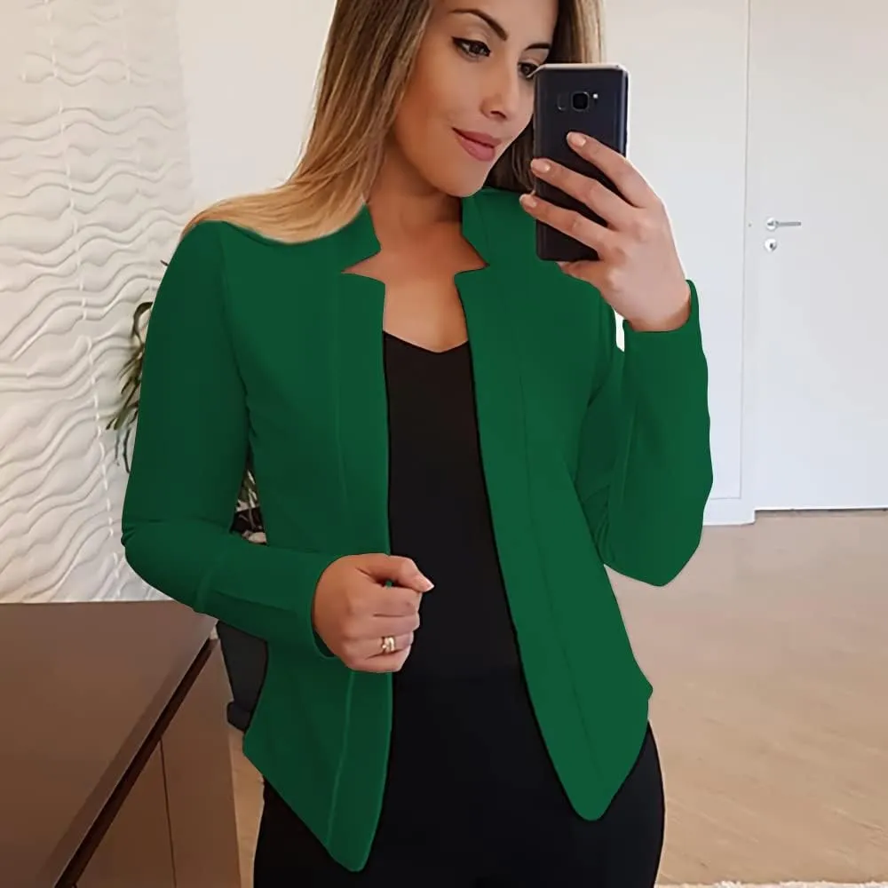 Business Blazers for Women Casual 2024 Fall Long Sleeve Blazer Solid Color Open Front Work Office Jacket
