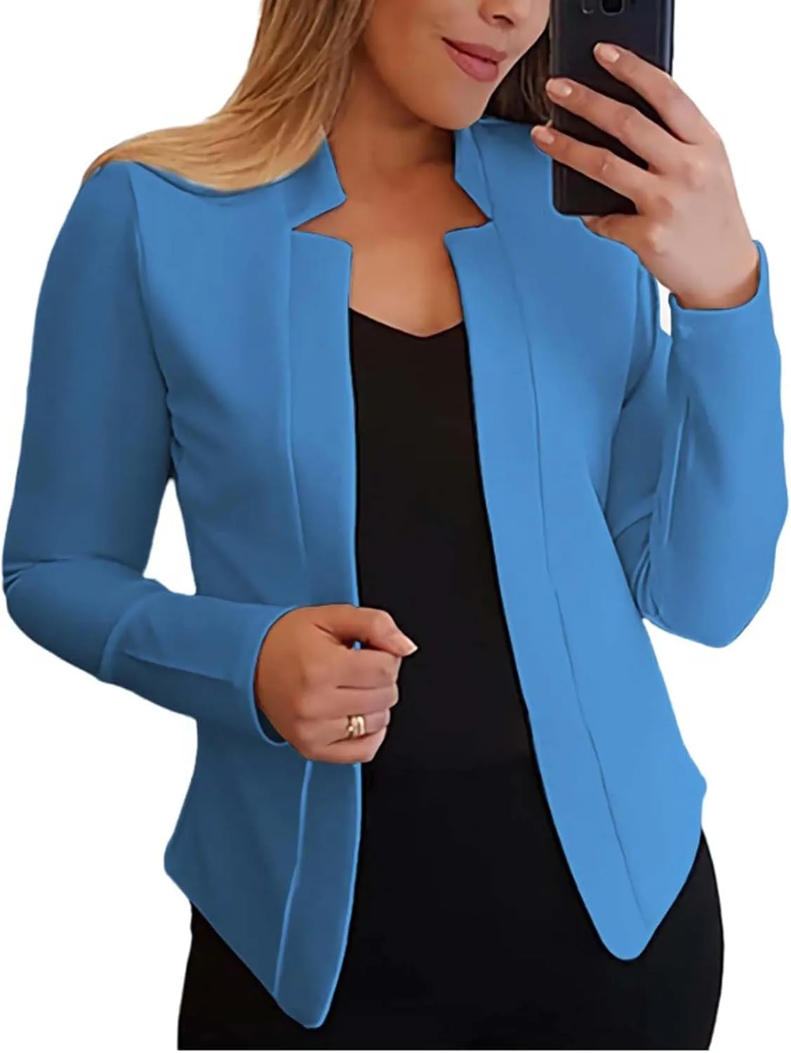 Business Blazers for Women Casual 2024 Fall Long Sleeve Blazer Solid Color Open Front Work Office Jacket