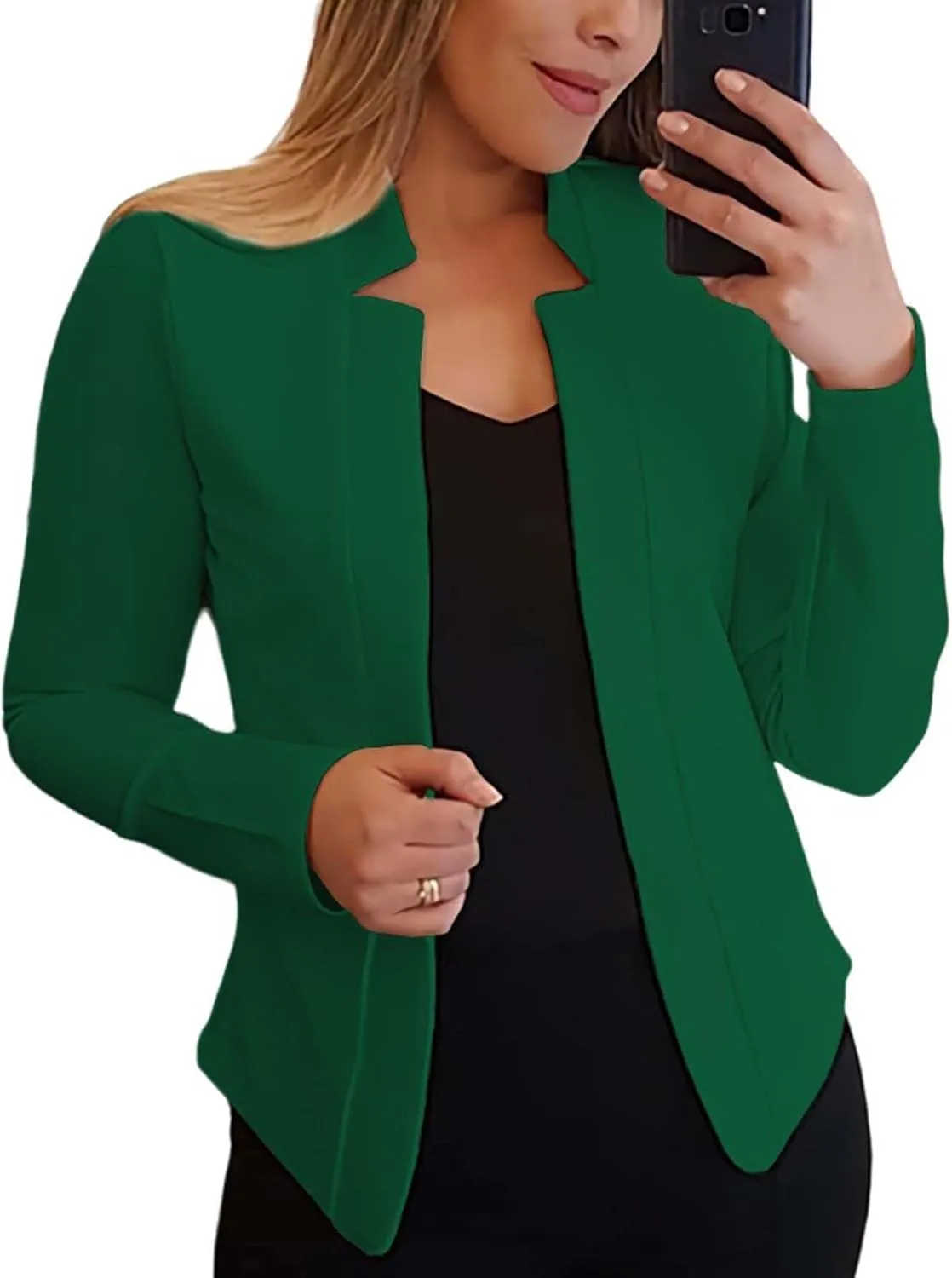 Business Blazers for Women Casual 2024 Fall Long Sleeve Blazer Solid Color Open Front Work Office Jacket
