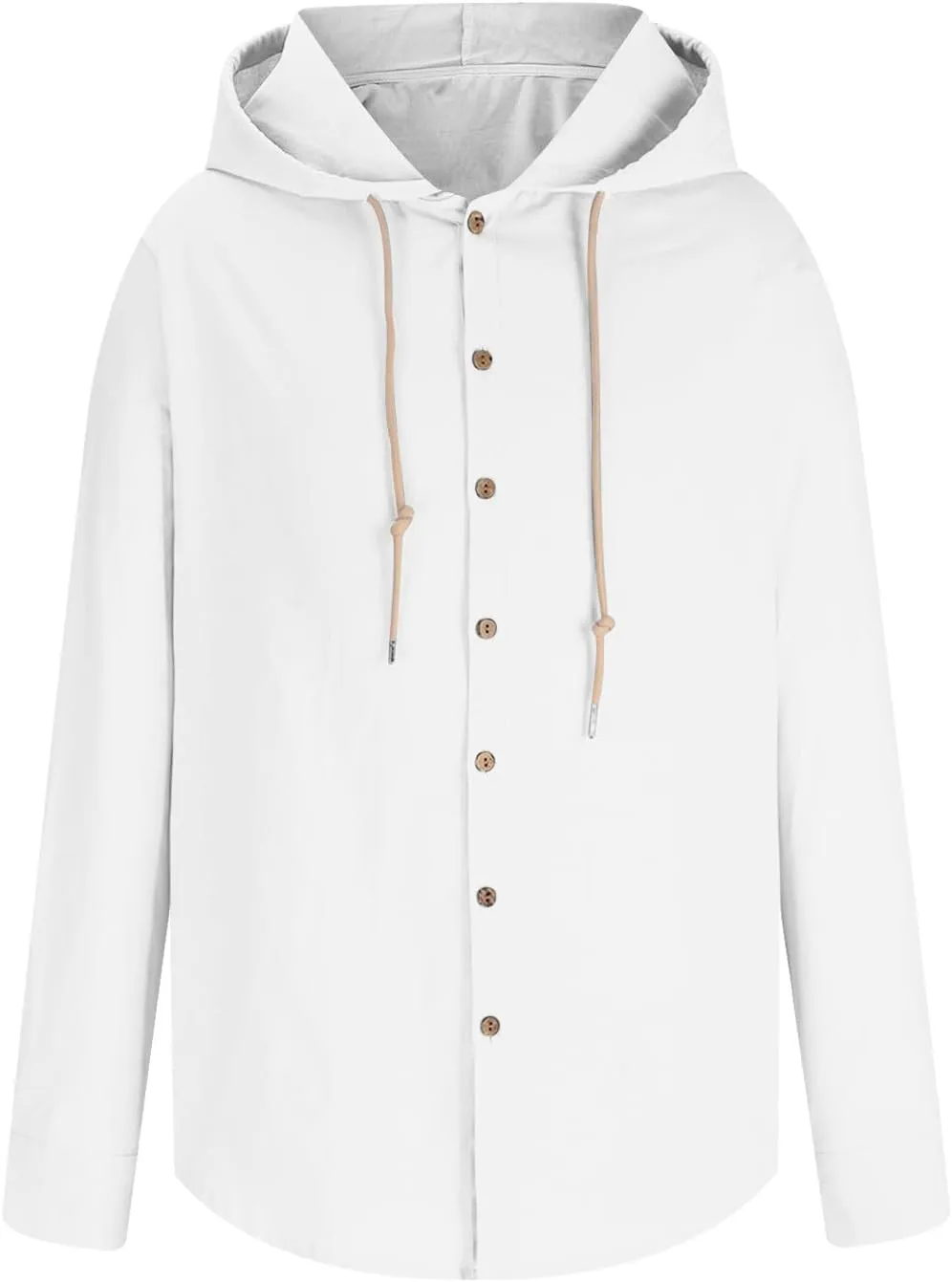 Button Down Hoodies for Men Long Sleeve Solid Color Cotton Linen Hooded Sweatshirts Trendy Casual Cardigans