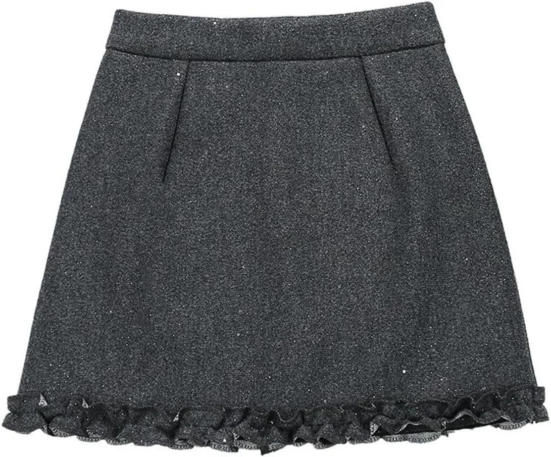 Button-Front Corduroy Skirt for Women, Autumn Winter Classic Style