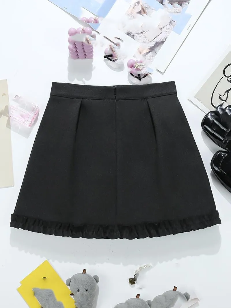 Button-Front Corduroy Skirt for Women, Autumn Winter Classic Style
