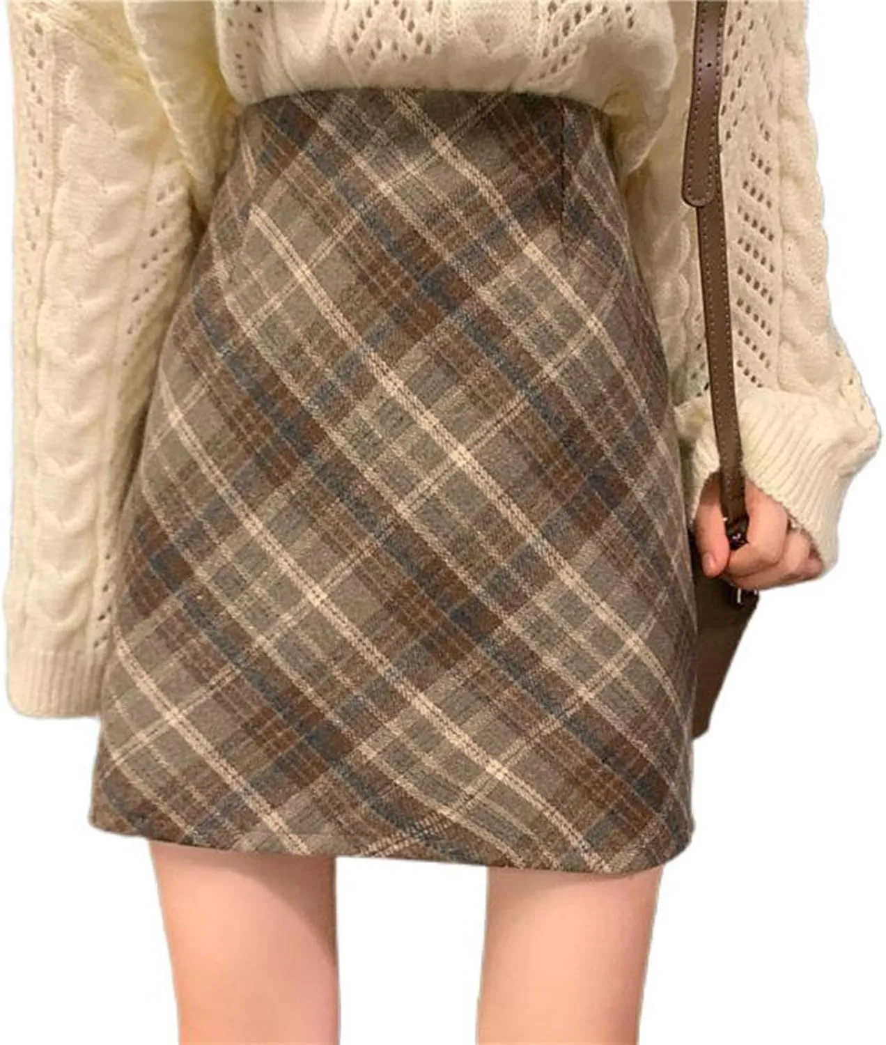 Button-Front Leather Skirt for Women, Autumn Winter Elegance