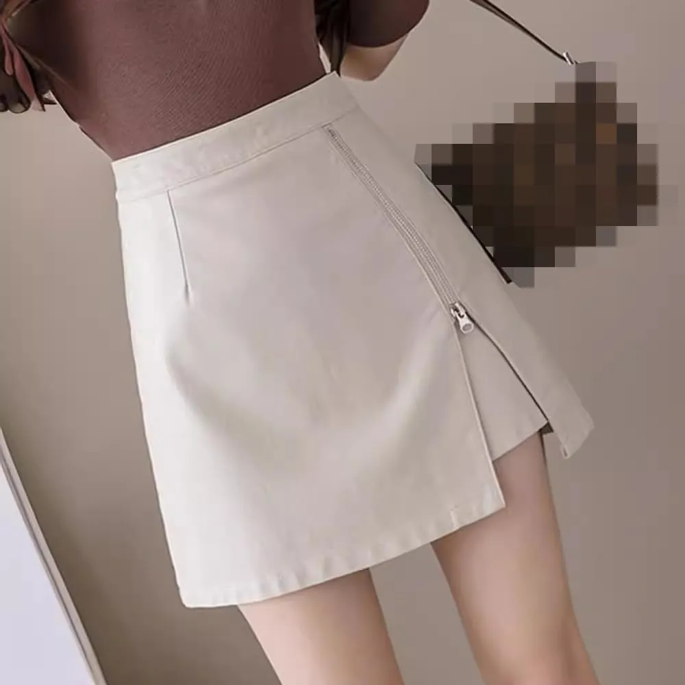 Button-Front Tweed Skirt for Women, Autumn Winter