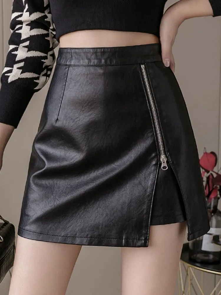 Button-Front Tweed Skirt for Women, Autumn Winter