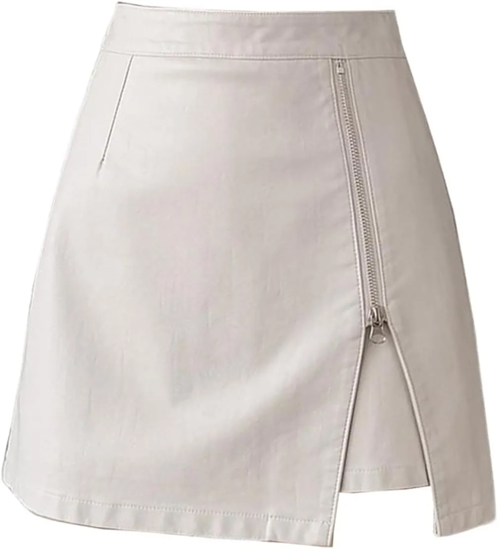 Button-Front Tweed Skirt for Women, Autumn Winter