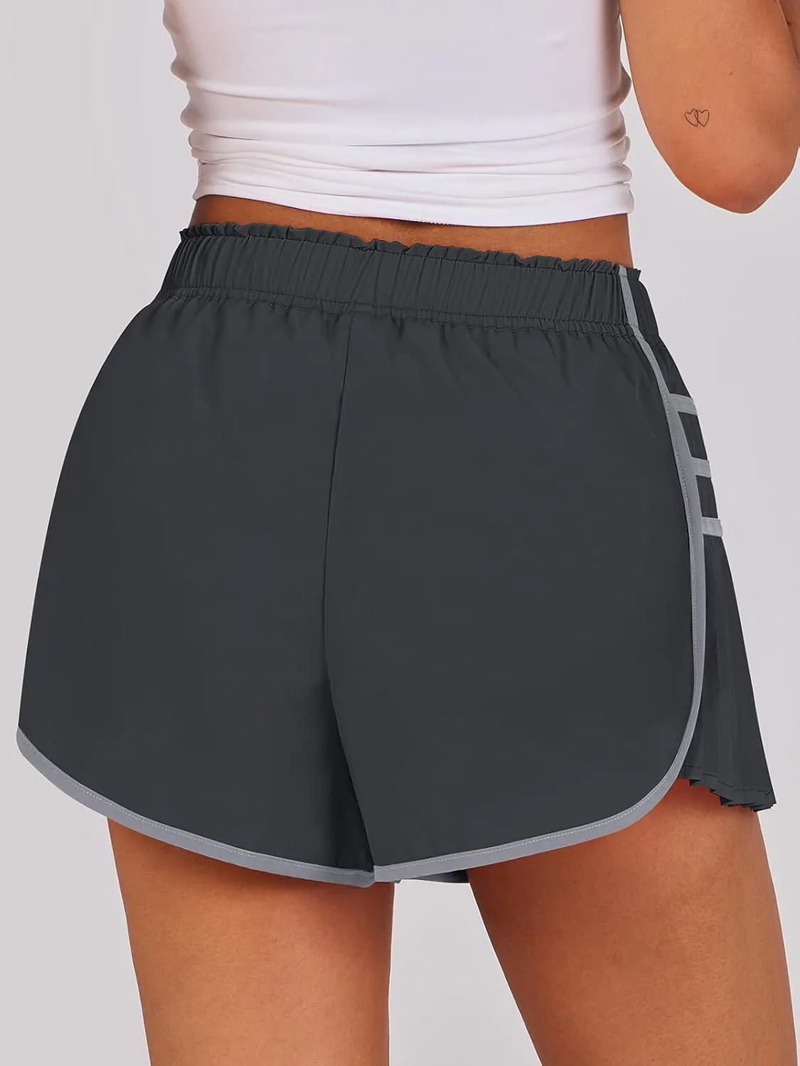 Caracilia Women Running Shorts Flowy Pleated Athletic Shorts Summer High Waisted Tennis Sporty Workout Gym Shorts