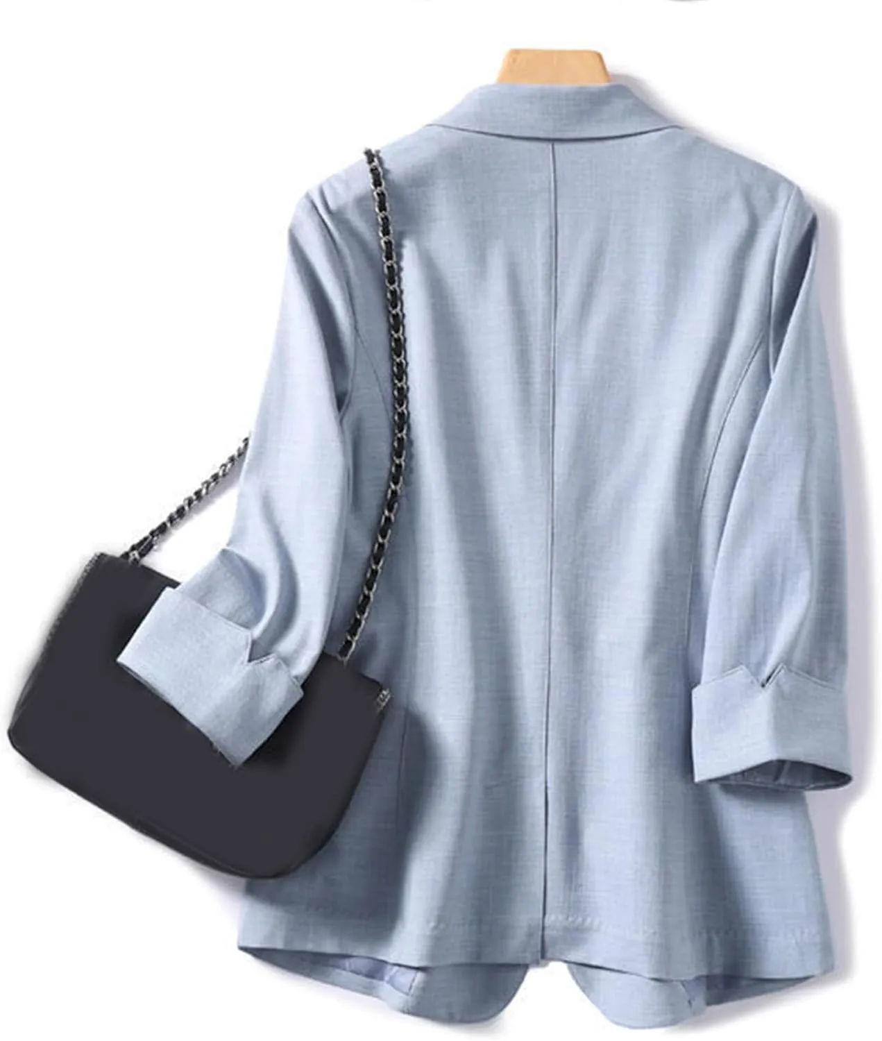 Casual Blazers for Women Trendy One Button Open Front Lapel 3/4 Sleeve Jackets Dressy Solid Color Office Suit Jacket