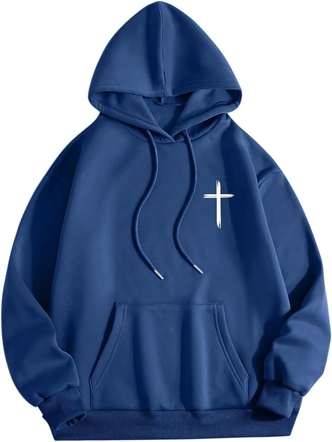 Christian Hoodie for Men God Loves You Letter Print Crewneck Causal Sweatshirt with Pocket Fall Drawstring Aesthetic Hoodies