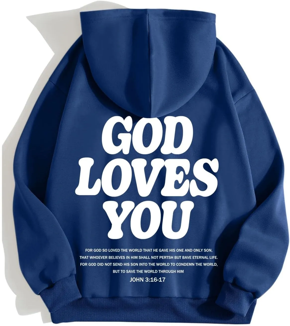 Christian Hoodie for Men God Loves You Letter Print Crewneck Causal Sweatshirt with Pocket Fall Drawstring Aesthetic Hoodies