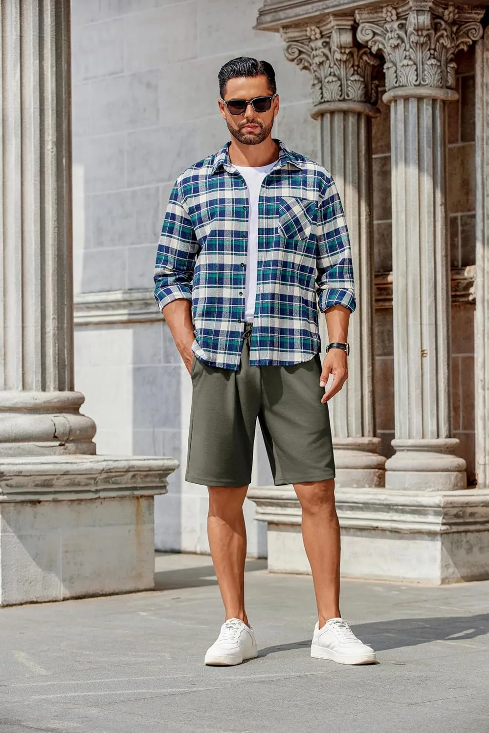 COOFANDY Mens Casual Shorts Stretch Drawstring Summer Beach Shorts Chino Golf Shorts with Pockets
