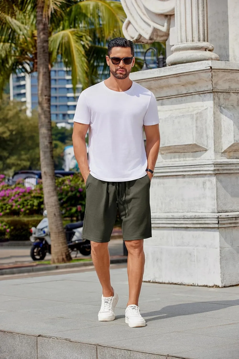 COOFANDY Mens Casual Shorts Stretch Drawstring Summer Beach Shorts Chino Golf Shorts with Pockets