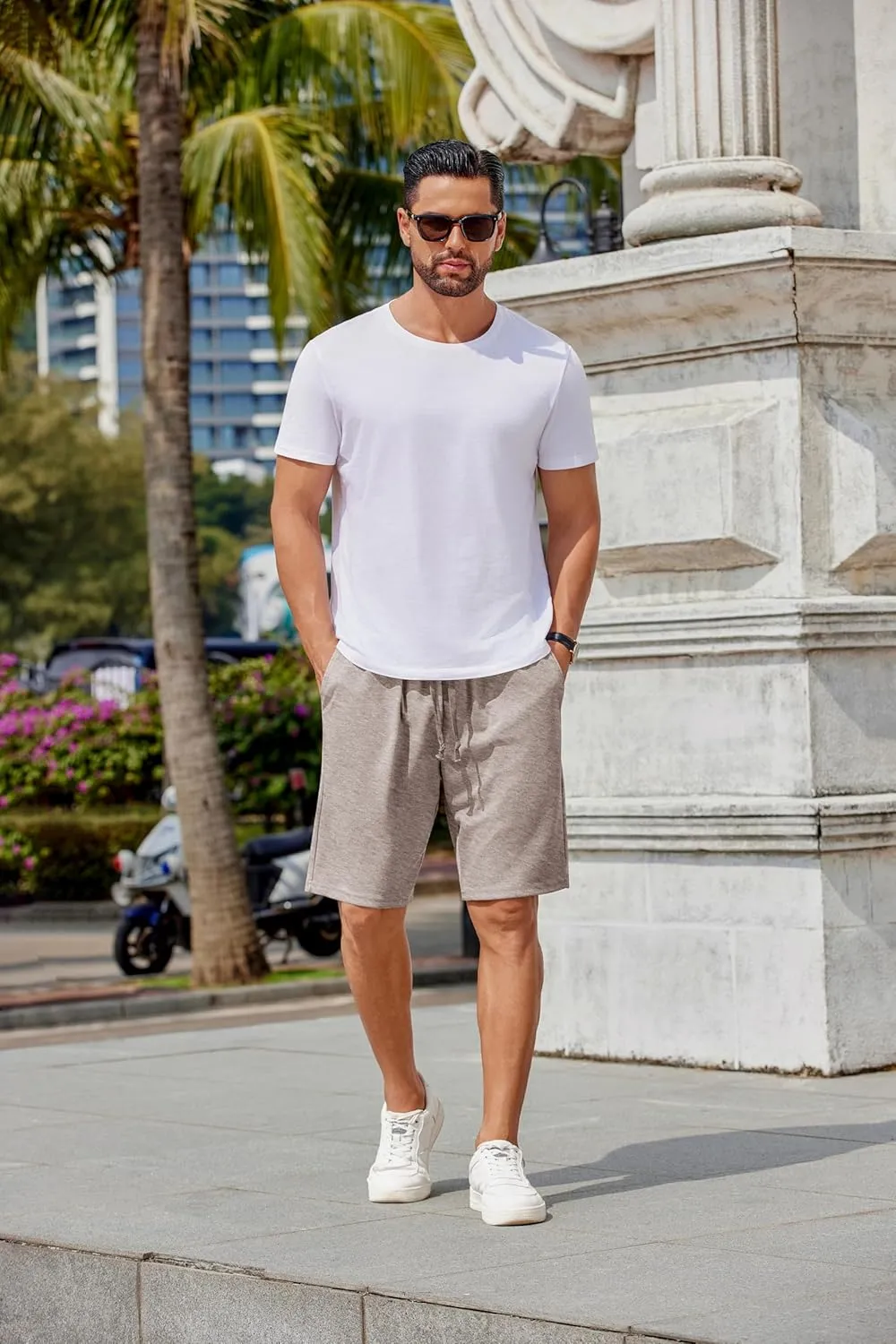 COOFANDY Mens Casual Shorts Stretch Drawstring Summer Beach Shorts Chino Golf Shorts with Pockets
