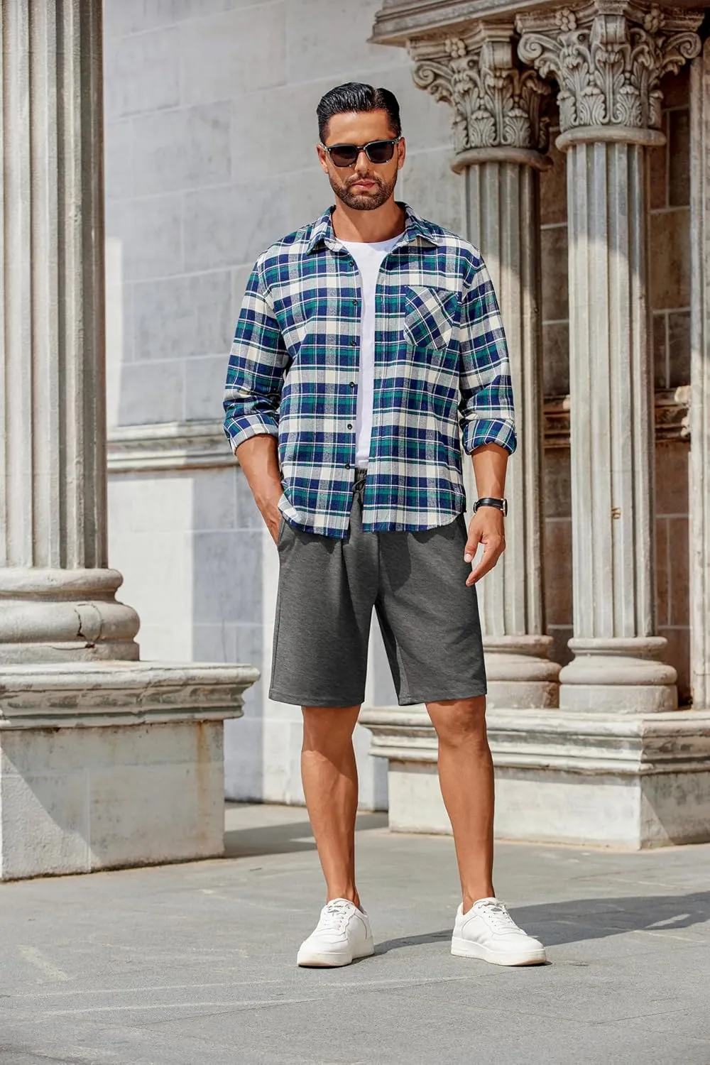 COOFANDY Mens Casual Shorts Stretch Drawstring Summer Beach Shorts Chino Golf Shorts with Pockets