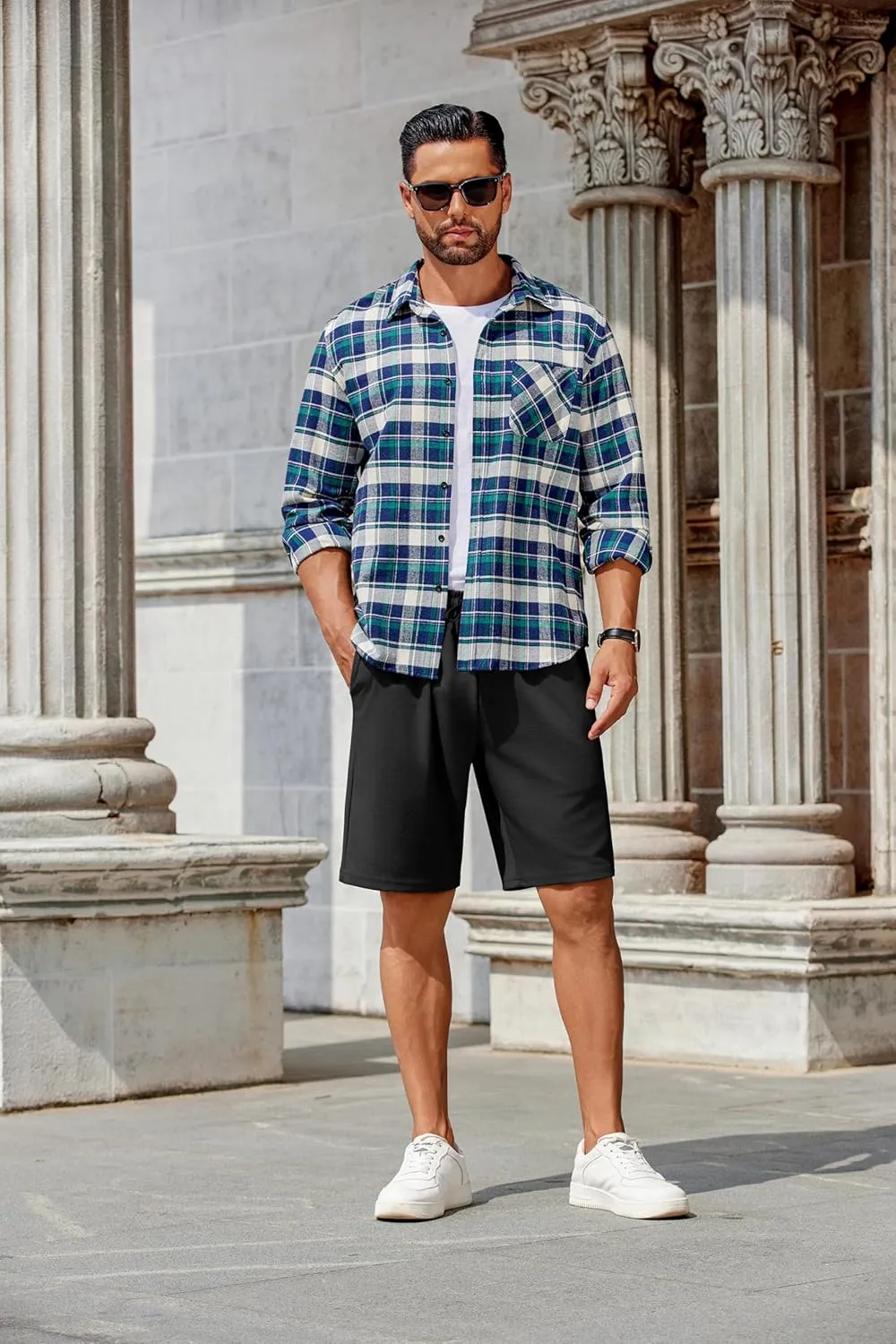 COOFANDY Mens Casual Shorts Stretch Drawstring Summer Beach Shorts Chino Golf Shorts with Pockets