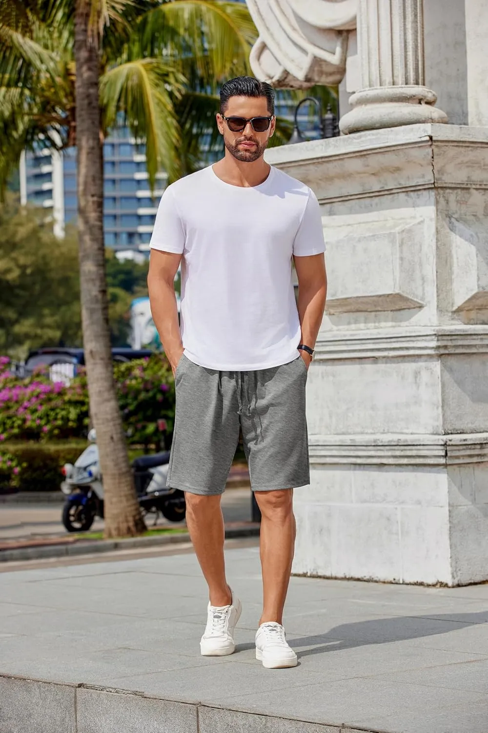 COOFANDY Mens Casual Shorts Stretch Drawstring Summer Beach Shorts Chino Golf Shorts with Pockets