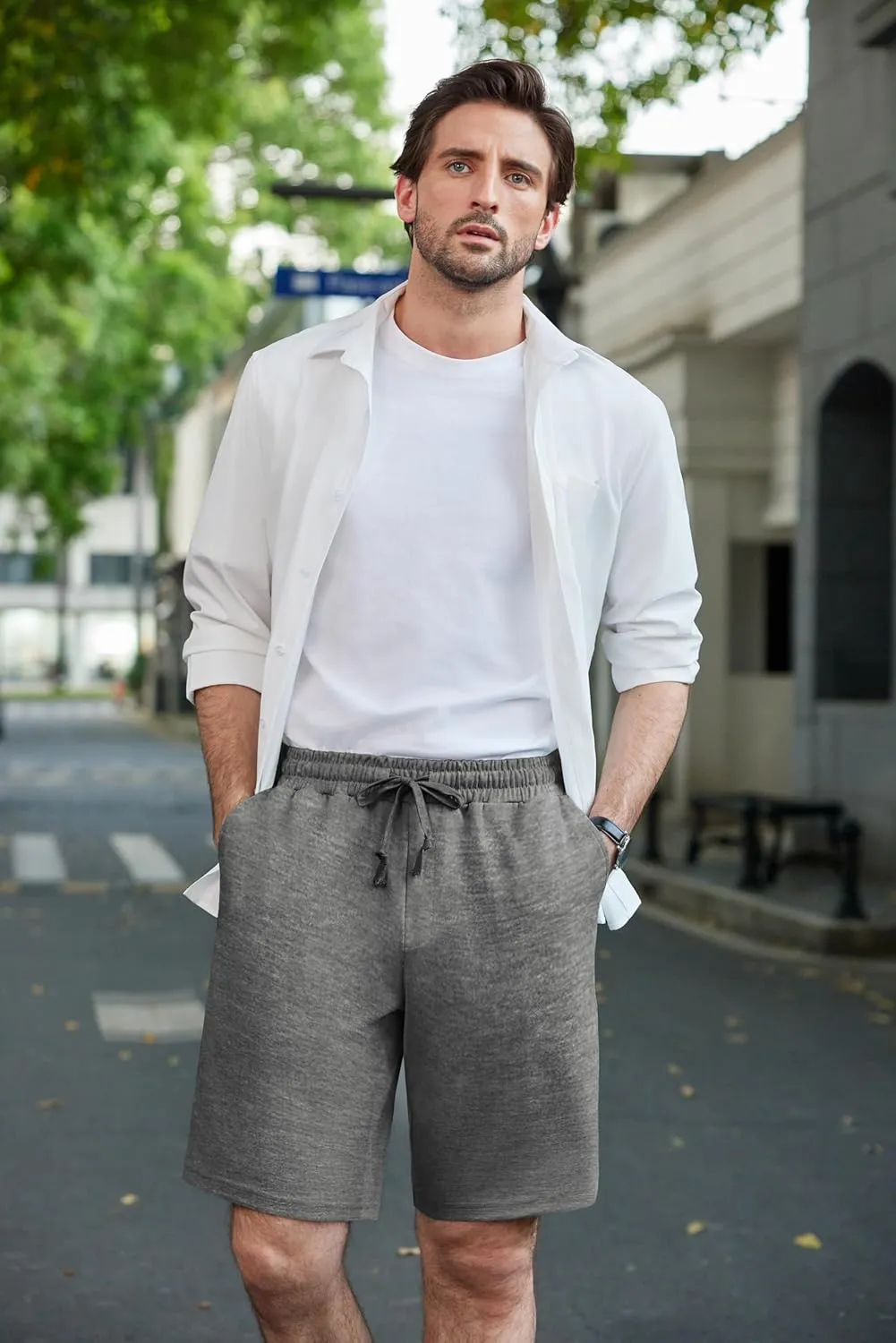COOFANDY Mens Casual Shorts Stretch Drawstring Summer Beach Shorts Chino Golf Shorts with Pockets