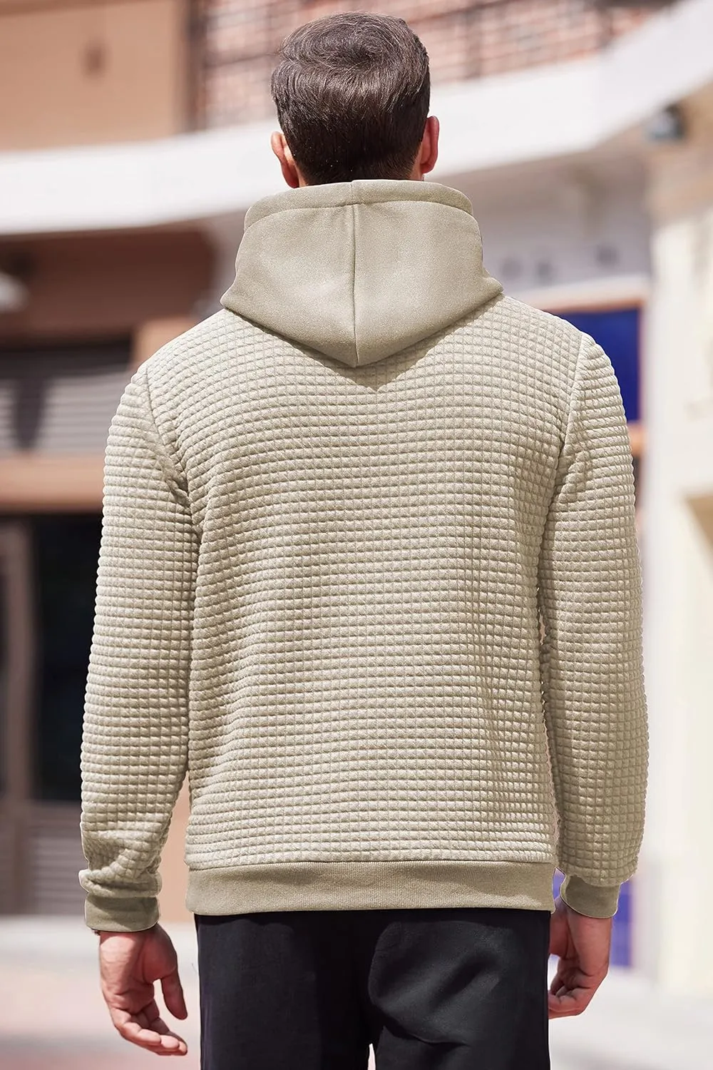 COOFANDY Mens Hoodies Sweatshirts Long Sleeve Fashion Waffle Knit Pullover Hoodie with Pocket