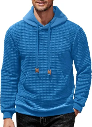 COOFANDY Mens Hoodies Sweatshirts Long Sleeve Fashion Waffle Knit Pullover Hoodie with Pocket