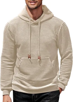 COOFANDY Mens Hoodies Sweatshirts Long Sleeve Fashion Waffle Knit Pullover Hoodie with Pocket
