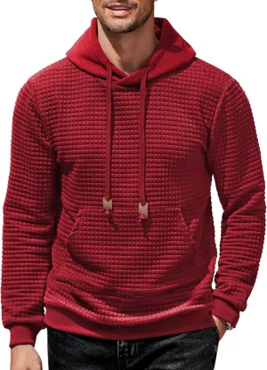 COOFANDY Mens Hoodies Sweatshirts Long Sleeve Fashion Waffle Knit Pullover Hoodie with Pocket