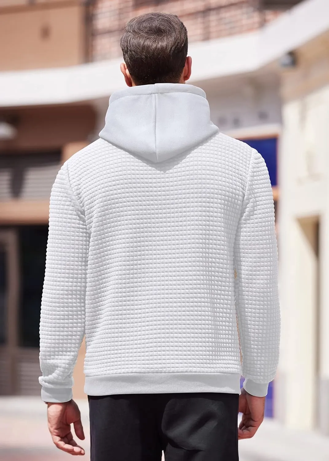 COOFANDY Mens Hoodies Sweatshirts Long Sleeve Fashion Waffle Knit Pullover Hoodie with Pocket