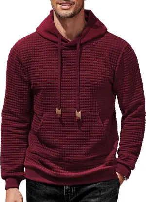 COOFANDY Mens Hoodies Sweatshirts Long Sleeve Fashion Waffle Knit Pullover Hoodie with Pocket