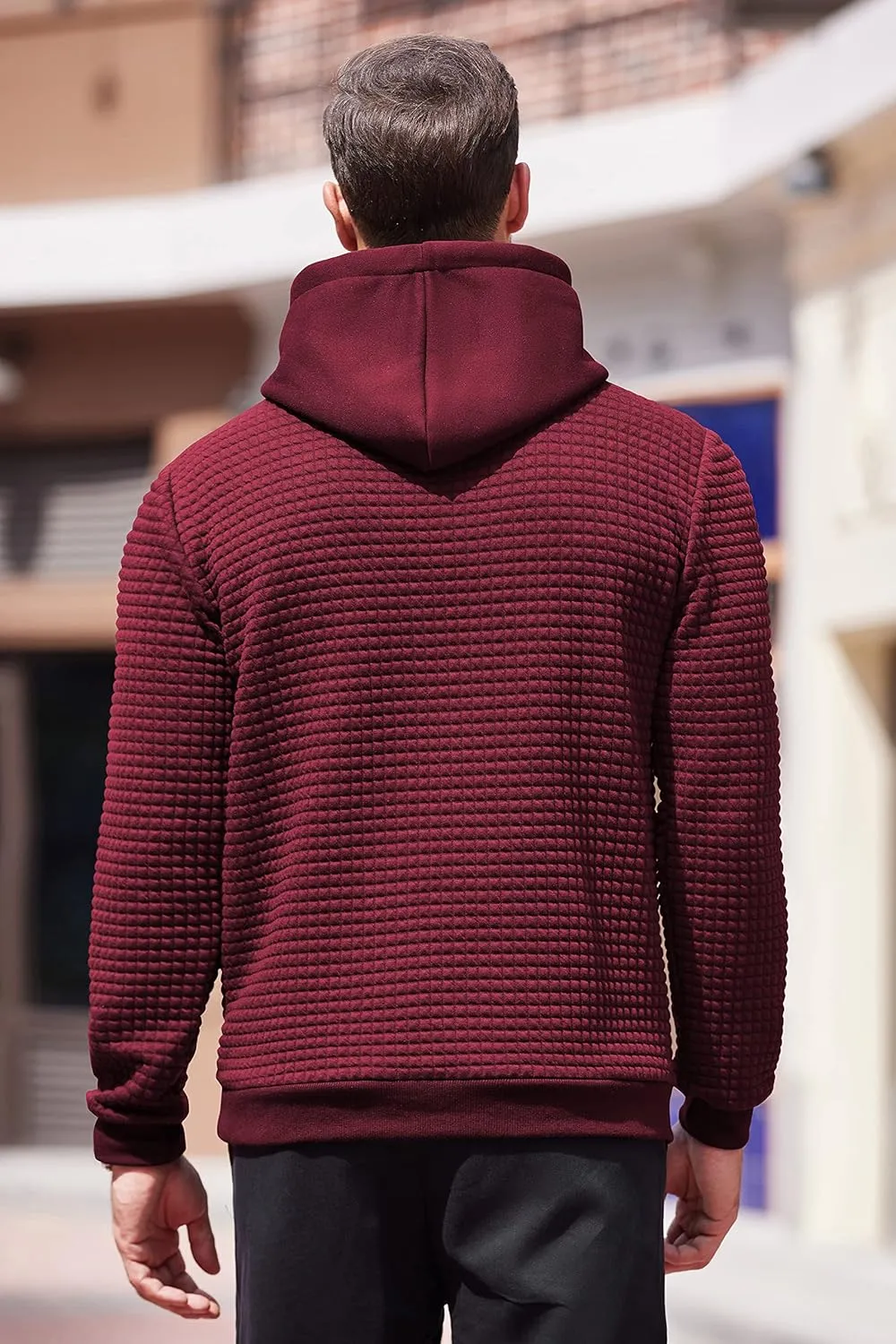 COOFANDY Mens Hoodies Sweatshirts Long Sleeve Fashion Waffle Knit Pullover Hoodie with Pocket