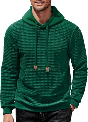COOFANDY Mens Hoodies Sweatshirts Long Sleeve Fashion Waffle Knit Pullover Hoodie with Pocket