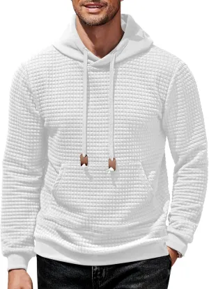 COOFANDY Mens Hoodies Sweatshirts Long Sleeve Fashion Waffle Knit Pullover Hoodie with Pocket
