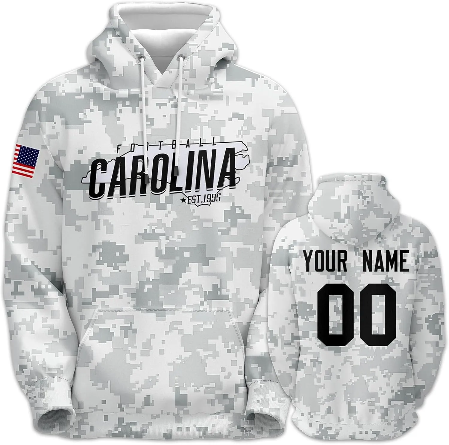 Custom Hoodie for Men Design Your Own Name and Number Football Sport Fan Sweatshirt Personalized Camo Pullover Tops