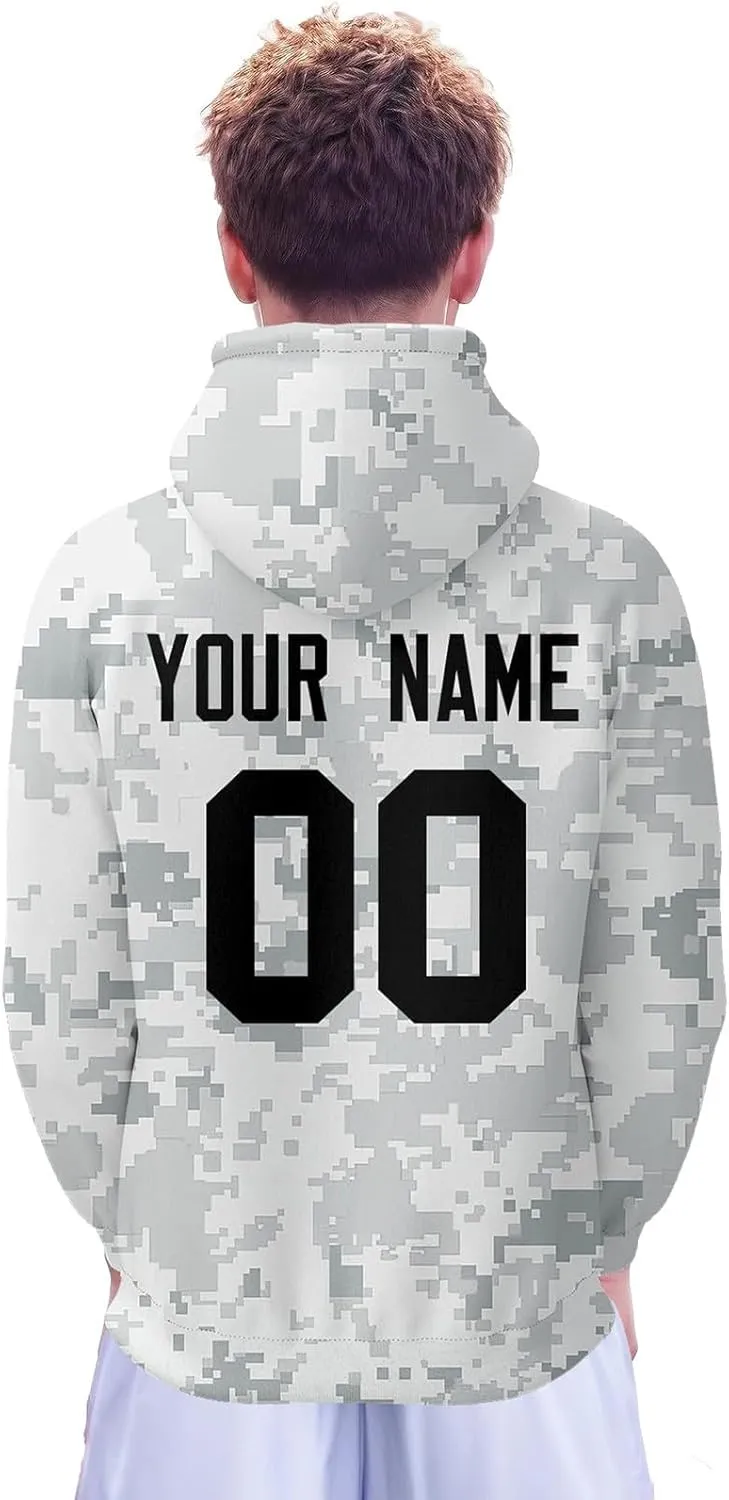 Custom Hoodie for Men Design Your Own Name and Number Football Sport Fan Sweatshirt Personalized Camo Pullover Tops