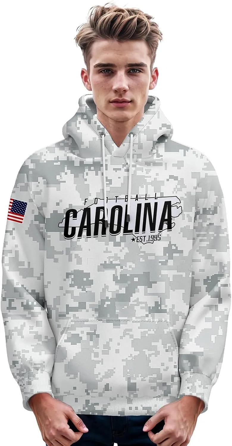 Custom Hoodie for Men Design Your Own Name and Number Football Sport Fan Sweatshirt Personalized Camo Pullover Tops