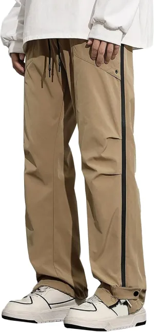 DGHM-JLMY Men's Sweatpants Baggy Track Pants Straight Leg Outdoor Hiking Cargo Pants Drawstring Casual Comfort Trousers