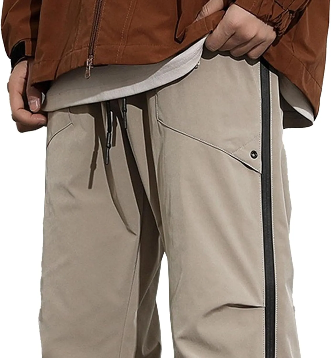 DGHM-JLMY Men's Sweatpants Baggy Track Pants Straight Leg Outdoor Hiking Cargo Pants Drawstring Casual Comfort Trousers