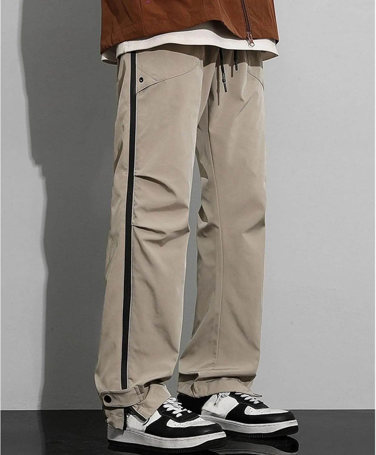 DGHM-JLMY Men's Sweatpants Baggy Track Pants Straight Leg Outdoor Hiking Cargo Pants Drawstring Casual Comfort Trousers