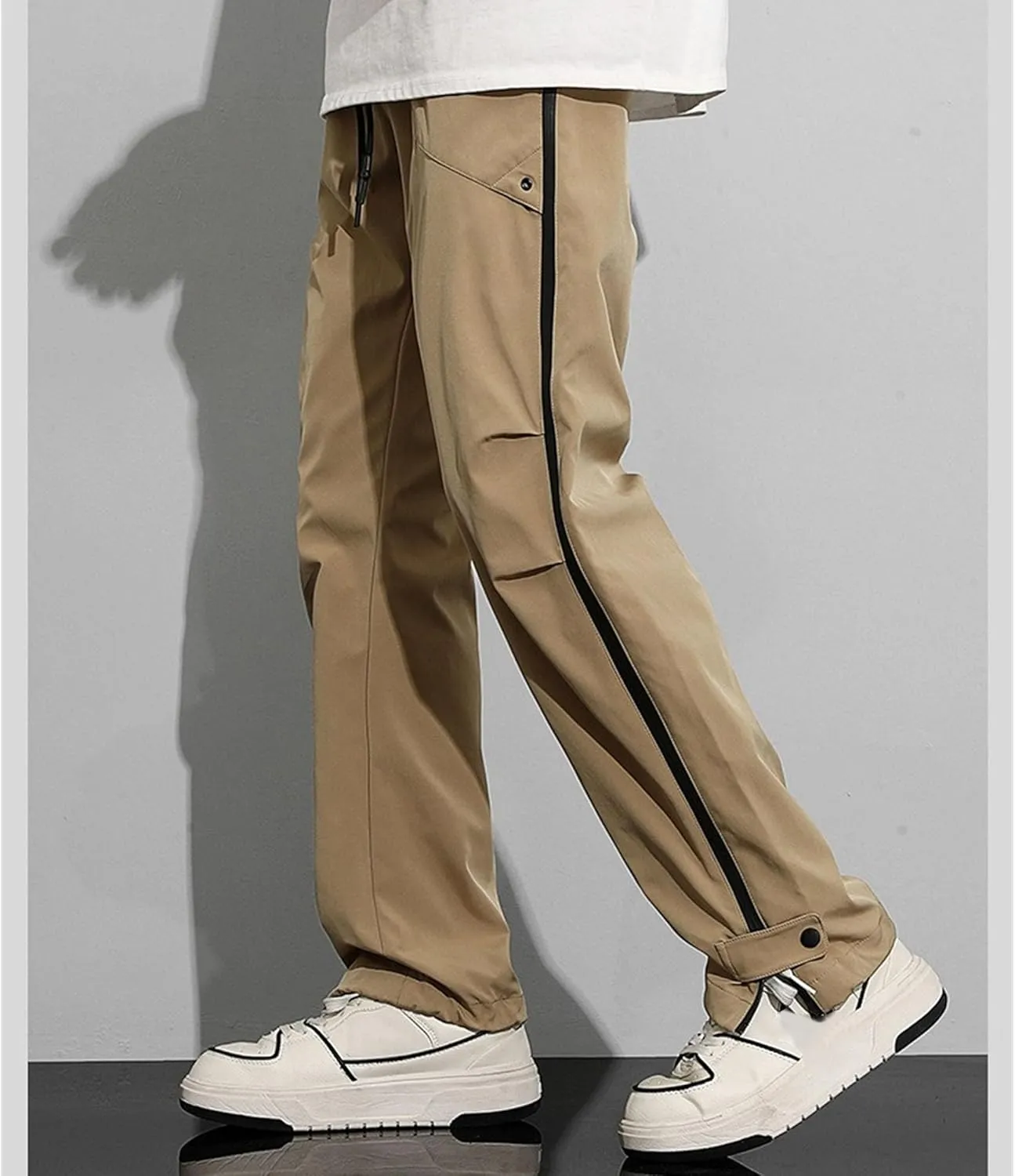 DGHM-JLMY Men's Sweatpants Baggy Track Pants Straight Leg Outdoor Hiking Cargo Pants Drawstring Casual Comfort Trousers