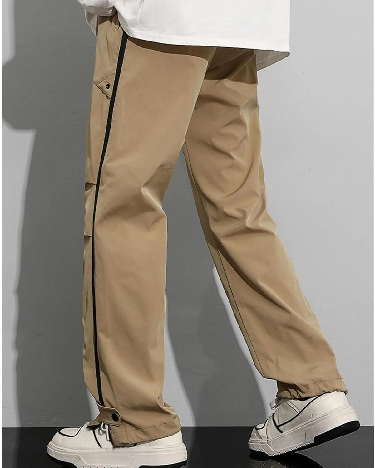 DGHM-JLMY Men's Sweatpants Baggy Track Pants Straight Leg Outdoor Hiking Cargo Pants Drawstring Casual Comfort Trousers