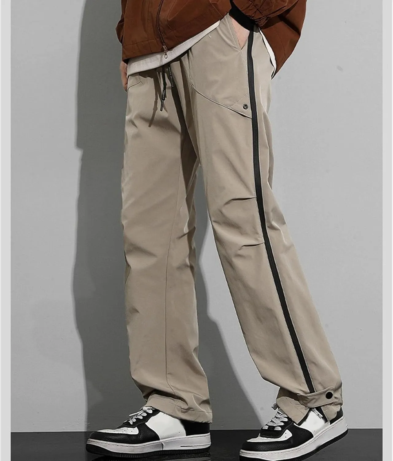 DGHM-JLMY Men's Sweatpants Baggy Track Pants Straight Leg Outdoor Hiking Cargo Pants Drawstring Casual Comfort Trousers