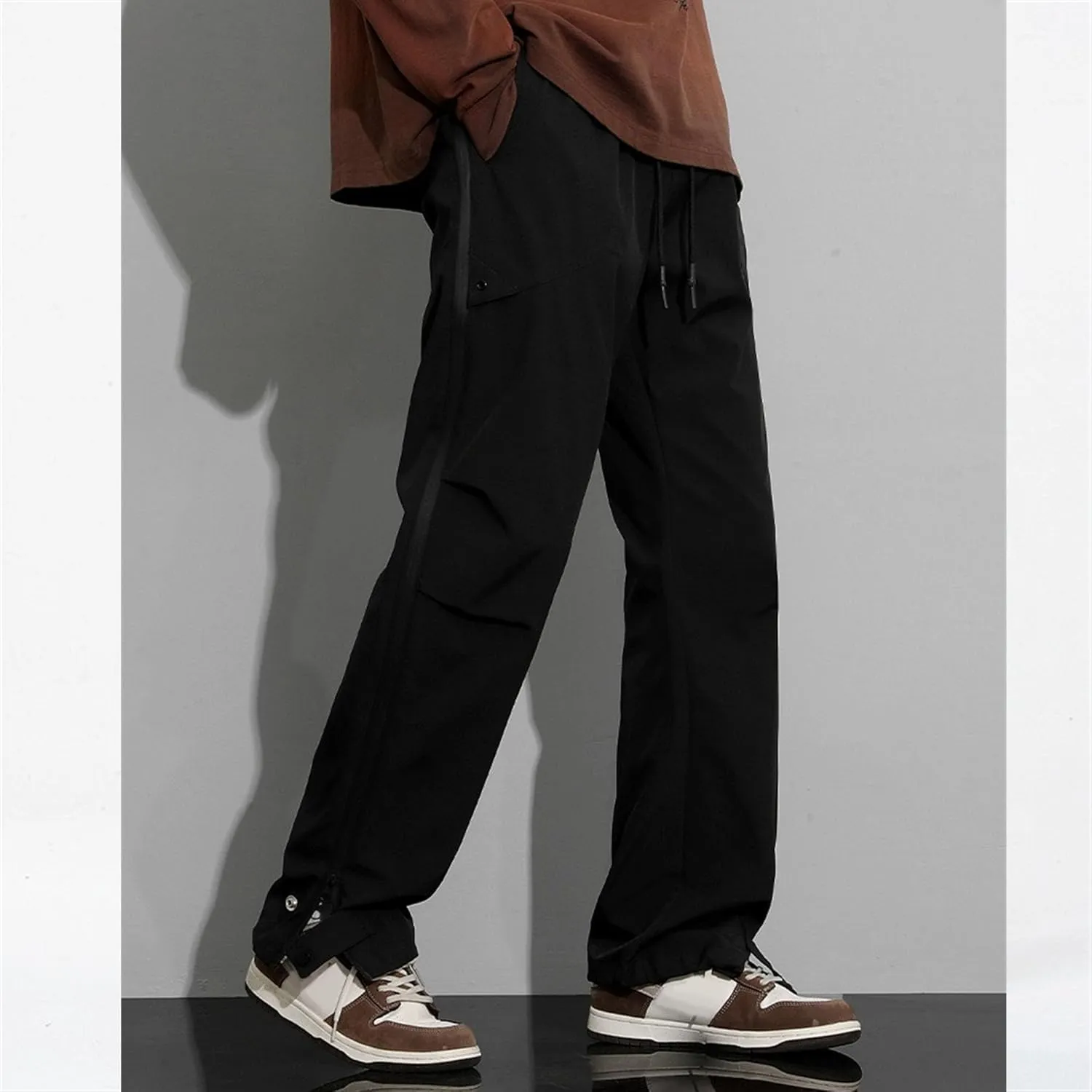 DGHM-JLMY Men's Sweatpants Baggy Track Pants Straight Leg Outdoor Hiking Cargo Pants Drawstring Casual Comfort Trousers