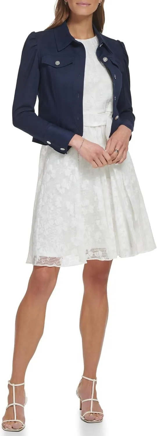 DKNY womens Cropped Button Front Long Sleeve Dress