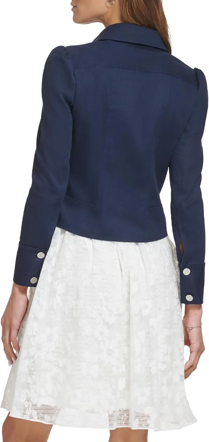 DKNY womens Cropped Button Front Long Sleeve Dress
